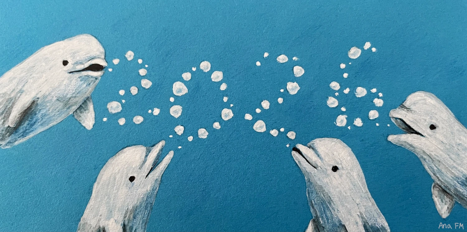 Cuatro belugas forman &ldquo;2026&rdquo; con burbujas