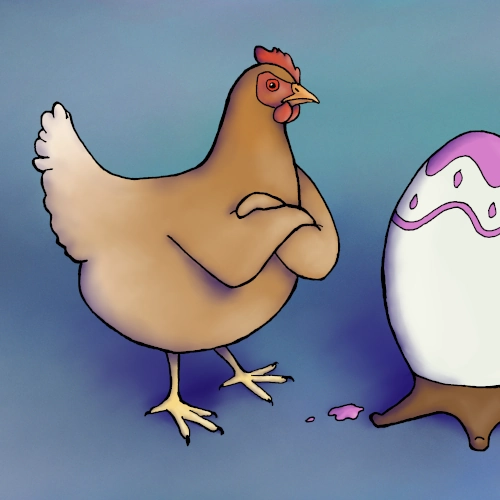 Una gallina se enfada al ver que una liebre pinta un huevo de pascua