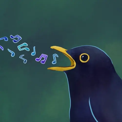 El canto de un mirlo se convierte en dibujo al chocar las notas con el lienzo