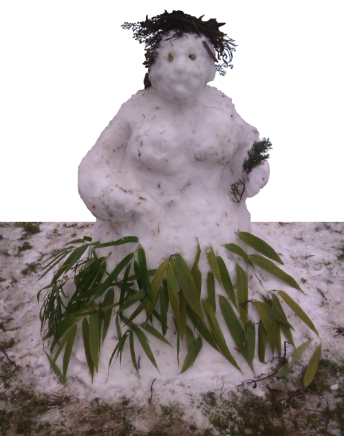 Muñeca de nieves con decoración vegetal